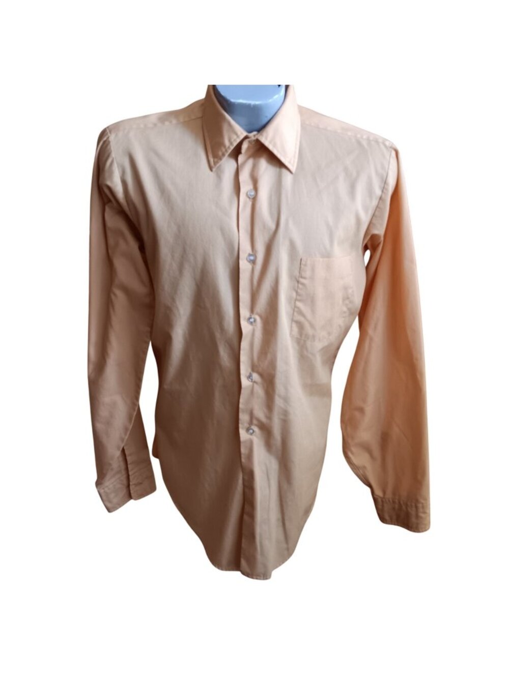 Vintage 70's Dress Shirt Medium 15-35 Manhattan Dura-Brite Long Sleeve Gold Mod